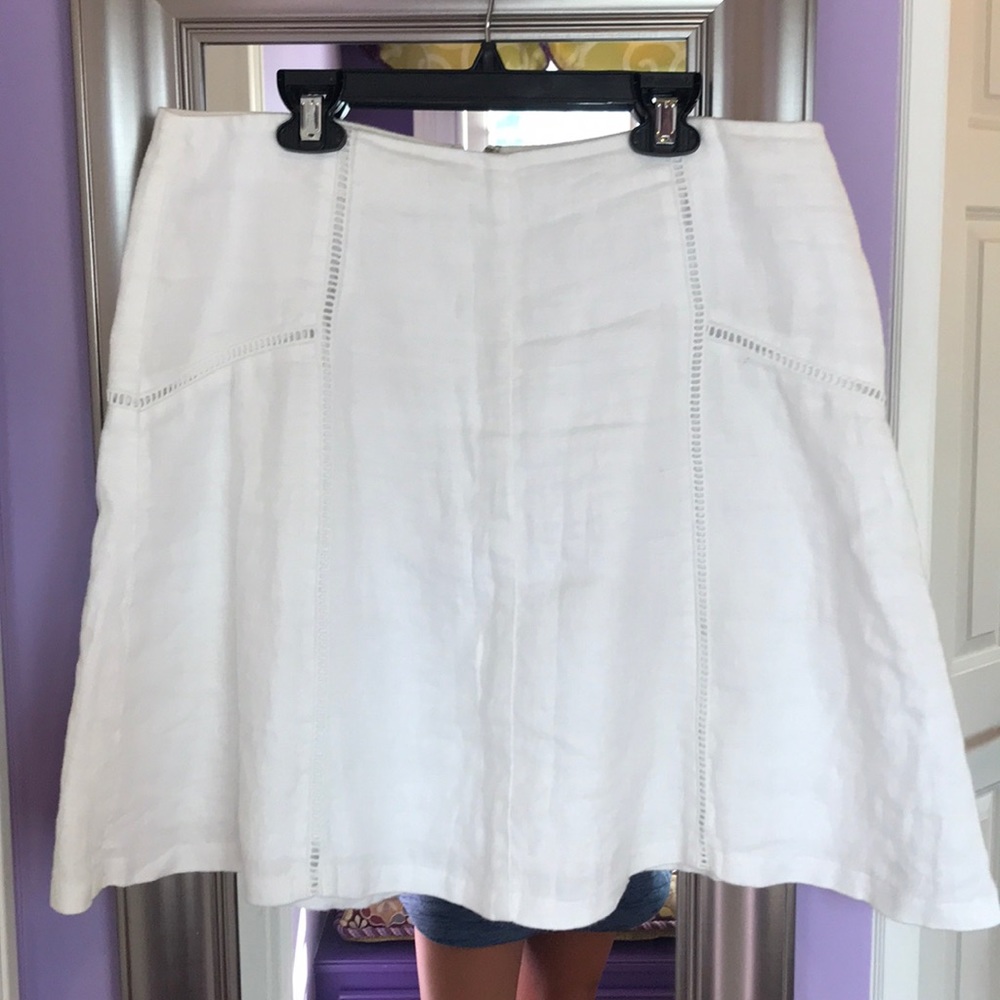 LOFT white linen skirt with cotton lining
